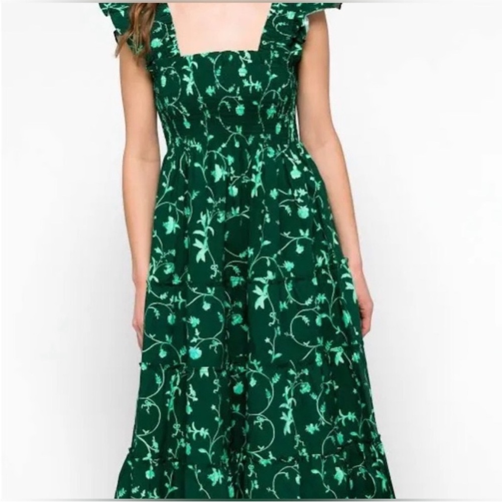 Hill House Green Floral Midi Dress - Picture 2 of 8